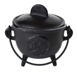 5” Cast Iron Tree Of Life Cauldron with Lid