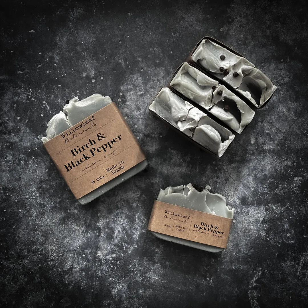 Birch & Black Pepper Artisan Soap - Willowleaf Botanicals - 4 oz bar