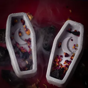 Crescent Moon Peekaboo Coffin Bath Bomb with Flower Petals