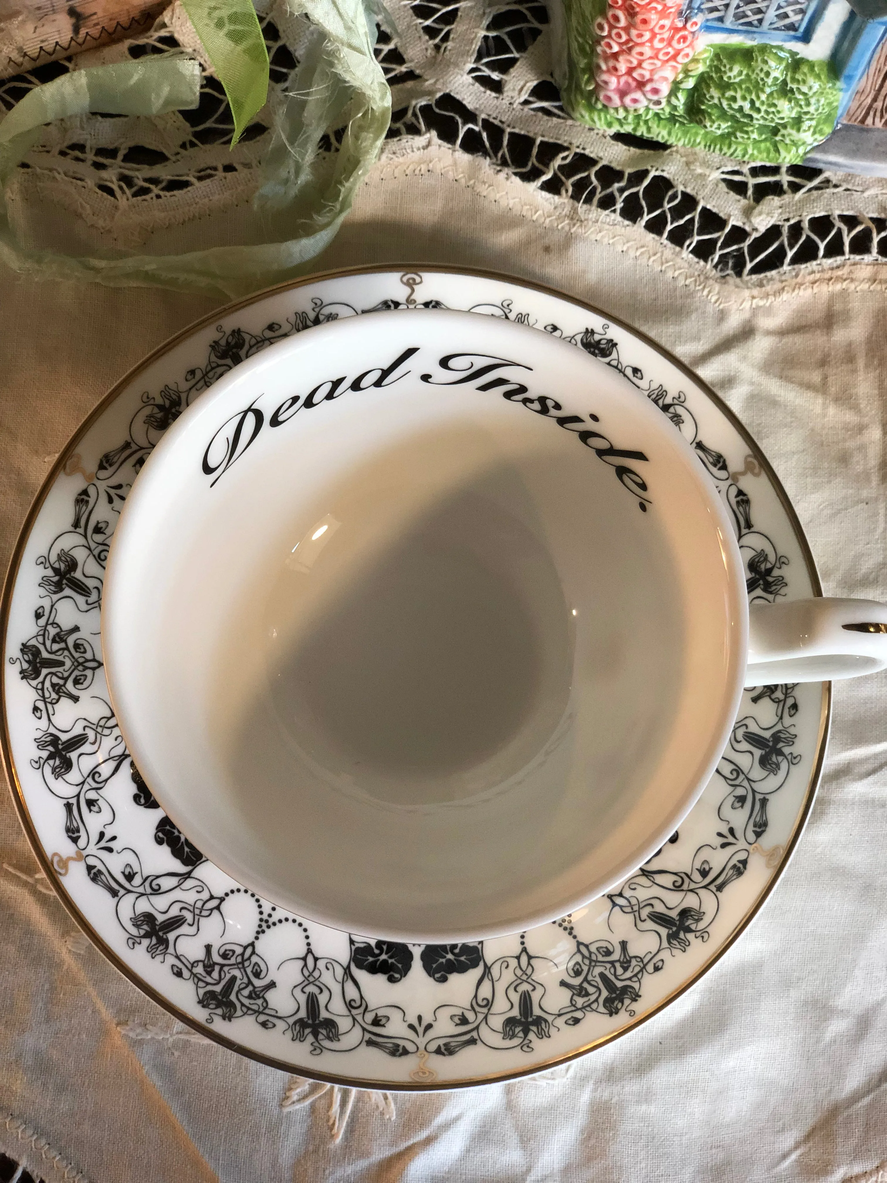 DEAD INSIDE - Fine China Curiosity Teacup & Saucer Set