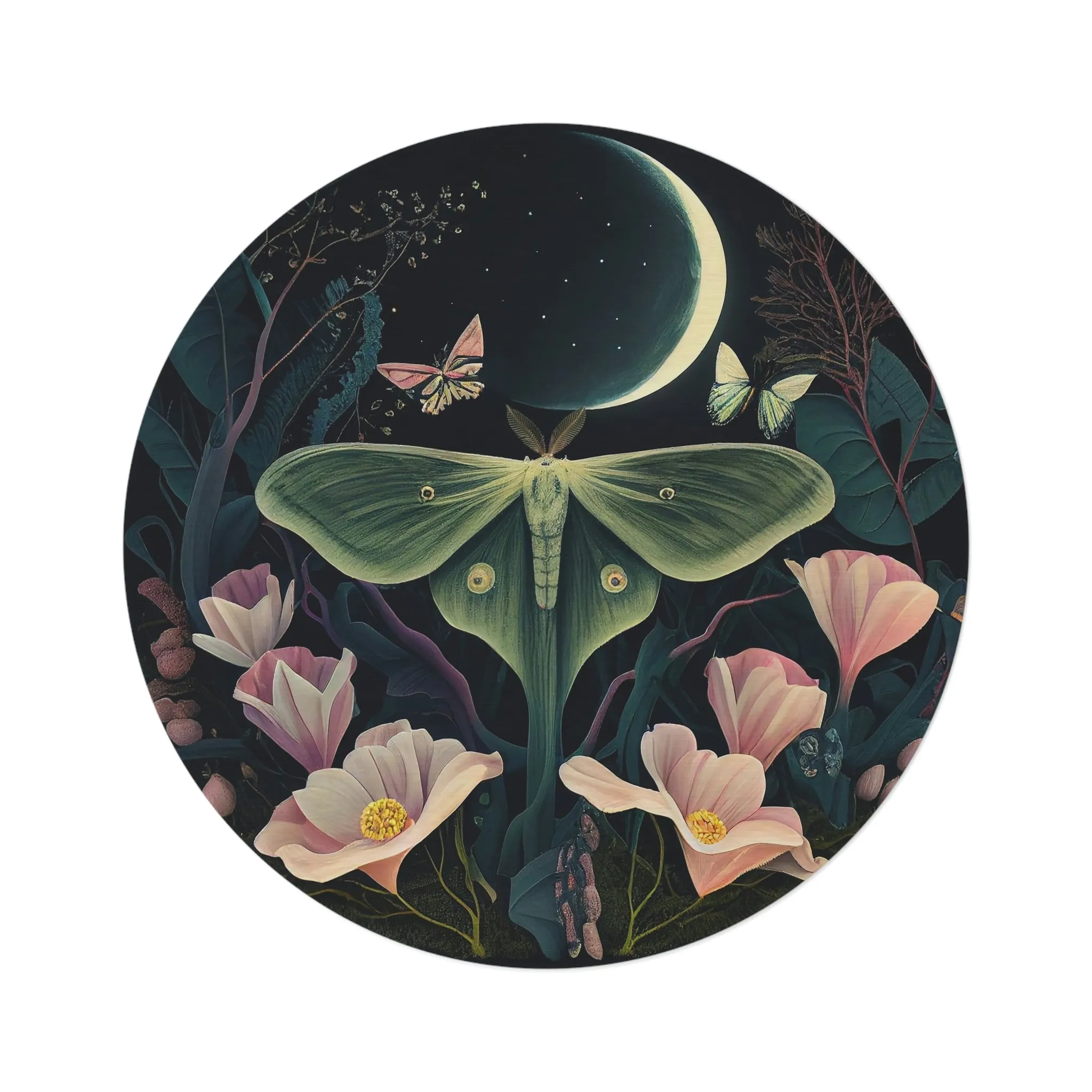 Enchanted Luna Moth Round Rug