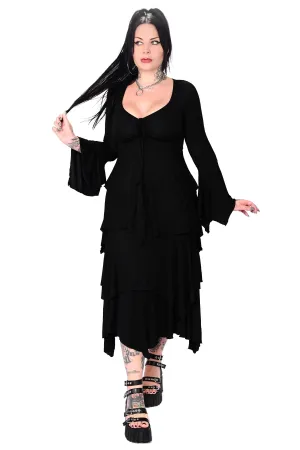 Foxblood Gemma Bell Sleeved Ruffle Dress
