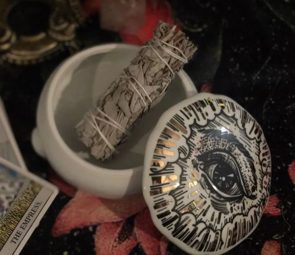 Mystic Eye Ceramic Box - Porcelain - Tarot - Altar - Jewelry Dish