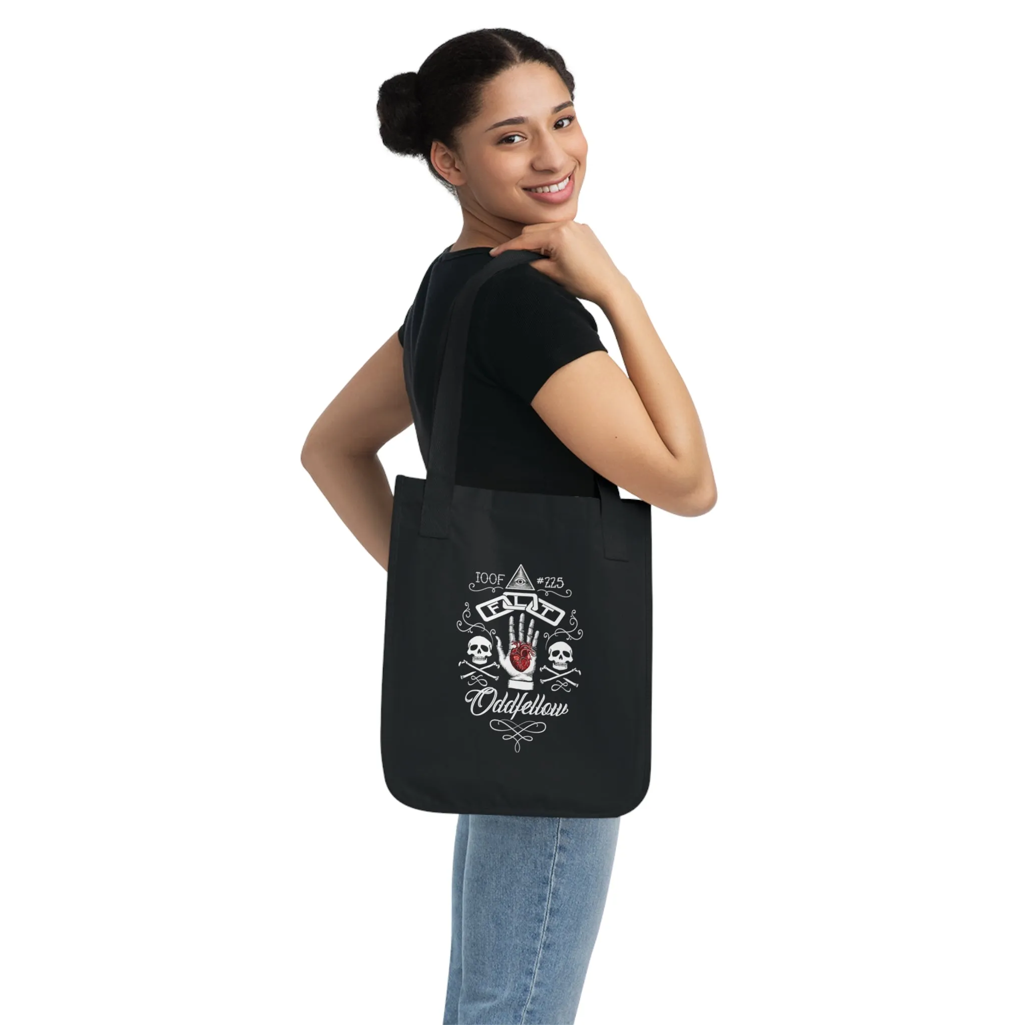 Oddfellows IOOF #225 - Organic Heavy Black Eco-Canvas Tote Bag - Friendship, Love, Truth
