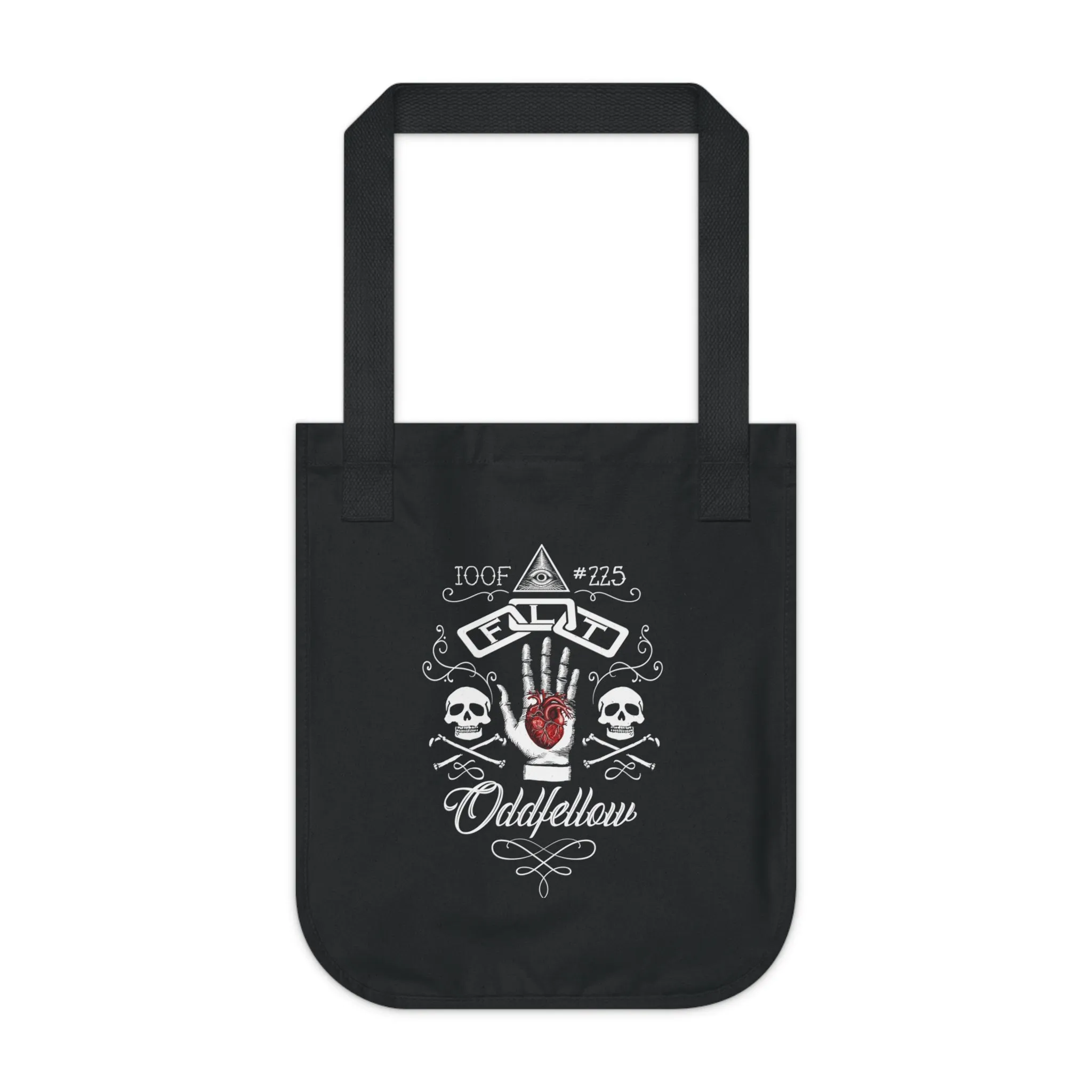 Oddfellows IOOF #225 - Organic Heavy Black Eco-Canvas Tote Bag - Friendship, Love, Truth