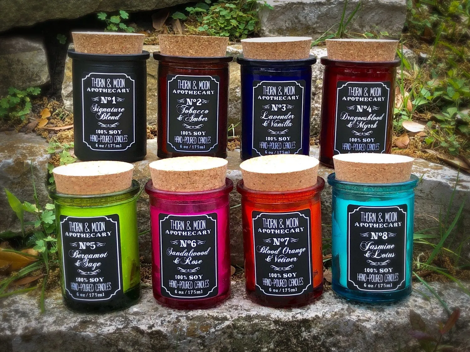 Thorn & Moon Apothecary Candle - No. 3 - Lavender and Vanilla - 100% Soy - Scented Candle - Essential Oil and Fragrance Oil blend, Herbs