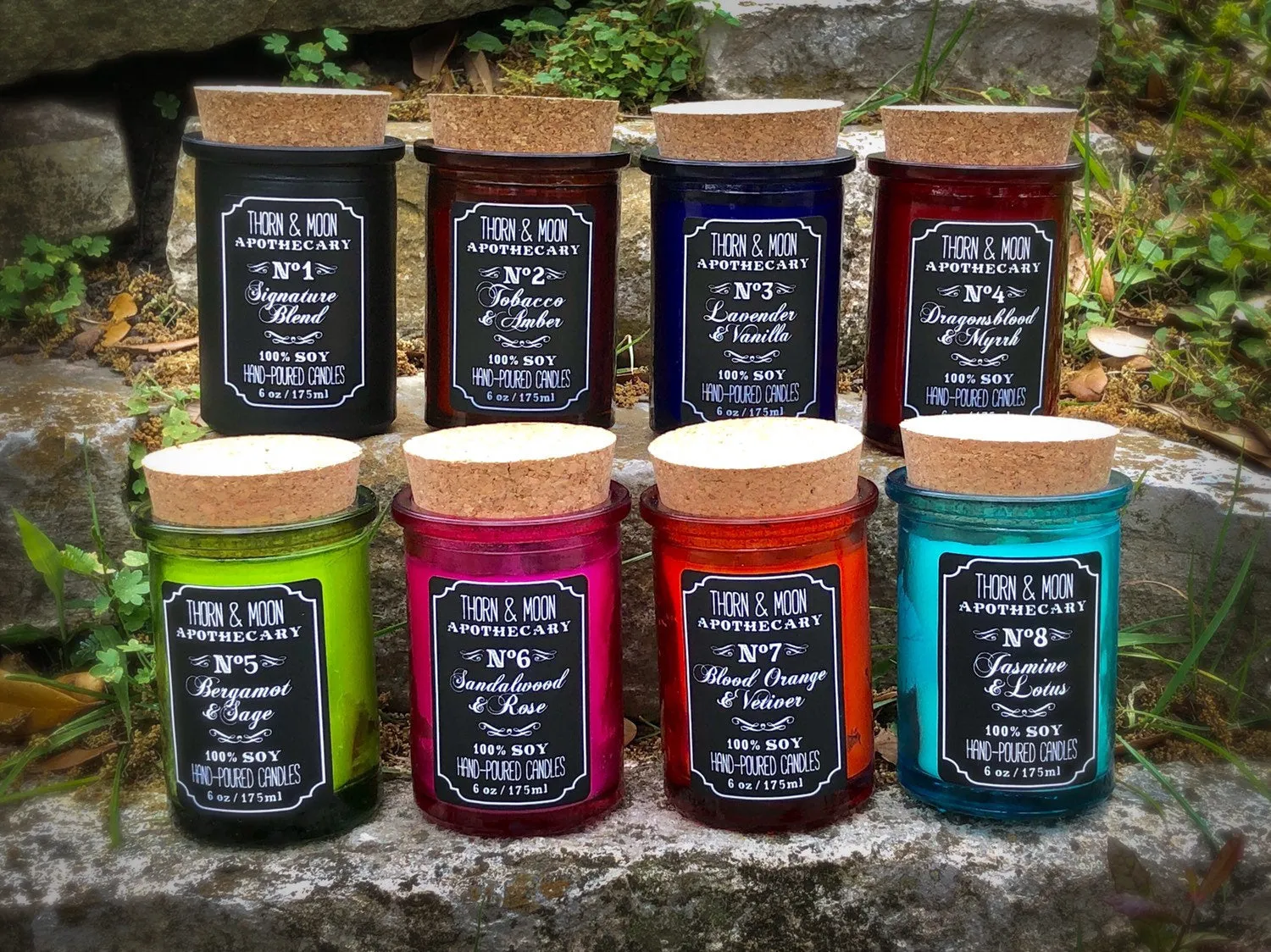 Thorn & Moon Apothecary Candle - No. 7 - Blood Orange and Vetiver - 100% Soy - Scented Candle - Essential Oil and Fragrance Oil blend, Herb