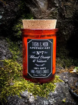 Thorn & Moon Apothecary Candle - No. 7 - Blood Orange and Vetiver - 100% Soy - Scented Candle - Essential Oil and Fragrance Oil blend, Herb