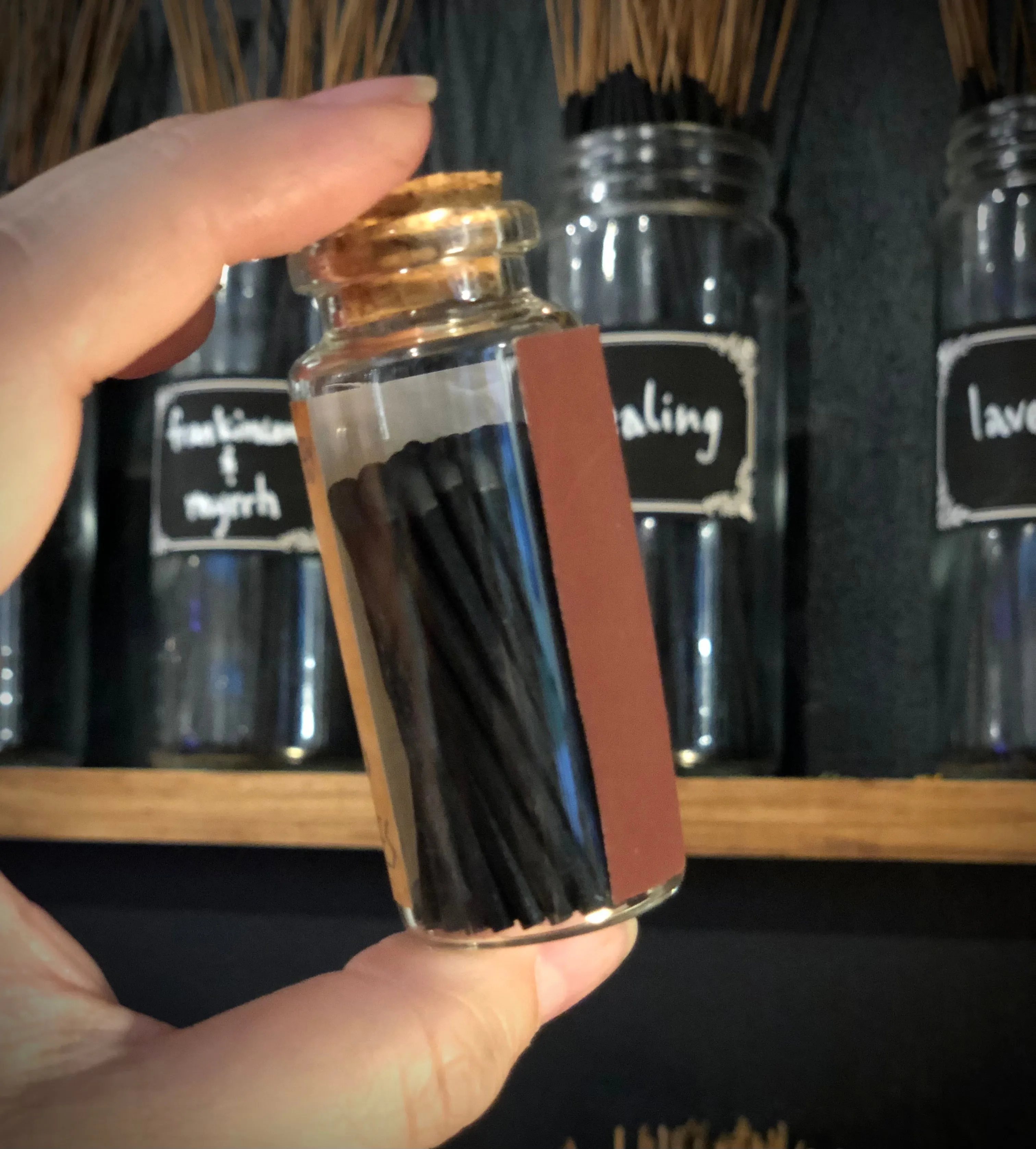 Thorn & Moon Black Ritual Matches - All-Black Matchsticks in Apothecary Bottle - Candle and Incense Matches