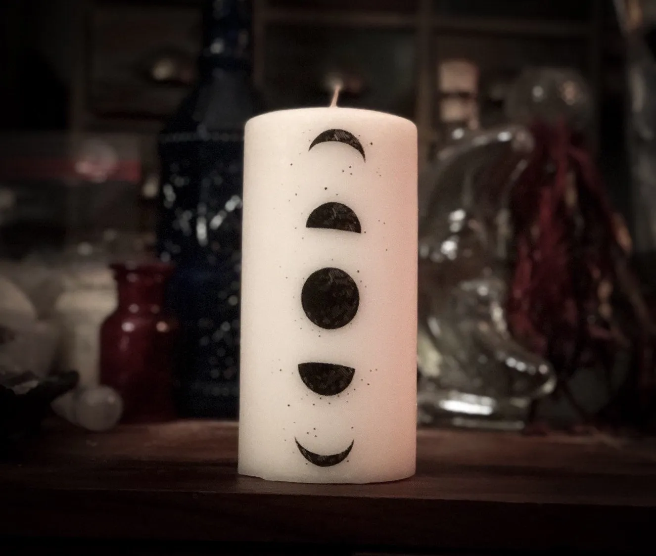 Thorn & Moon Illustrated Candle - Moon Phases - Decorative 6" Pillar Candle