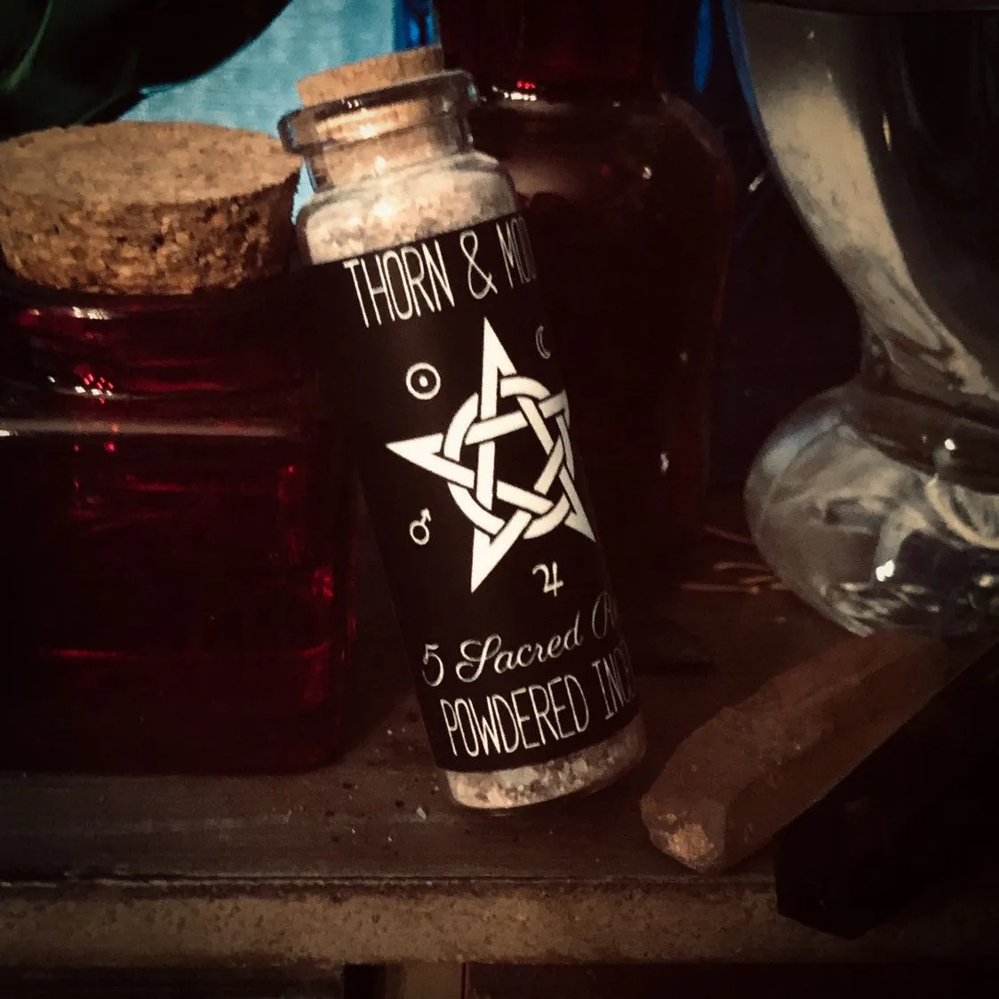 Thorn & Moon Powdered Incense - 5 Sacred Resins - frankincense, myrrh, palo santo, dragonsblood, white copal