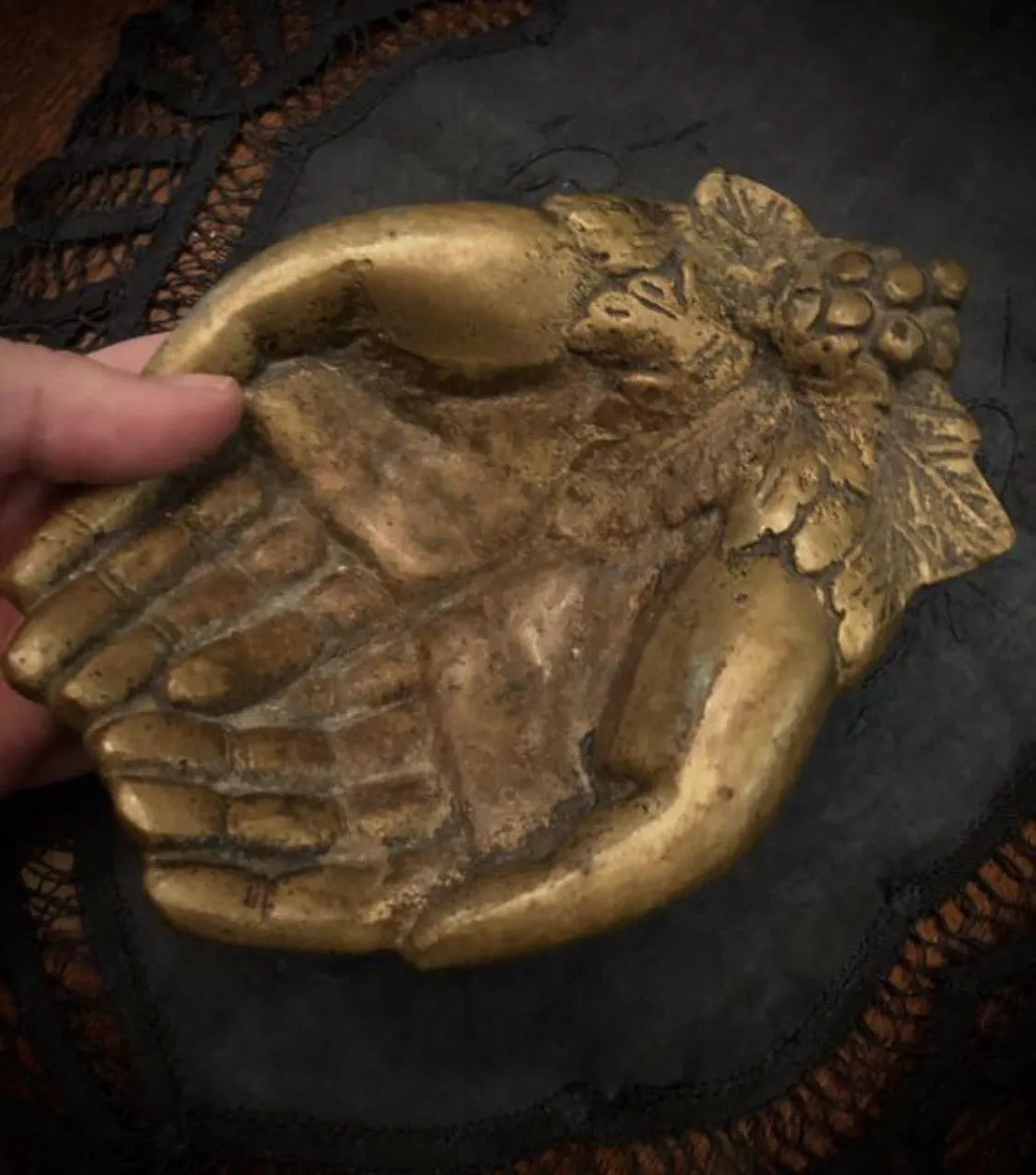 Victorian Style Brass Hands - Vintage Cupped Hands - Heavy Dish
